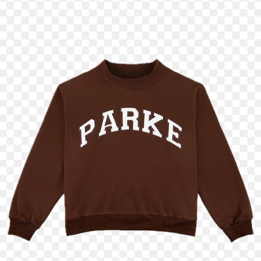 PARKE Varsity Mockneck in Choclate Brown + White